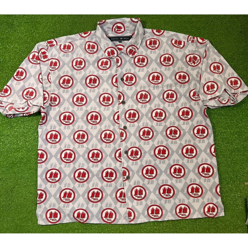 Vintage Johnny Blaze Button Up Shirt‎ LG OverSized  Flames AOP Logo Y2K Skater